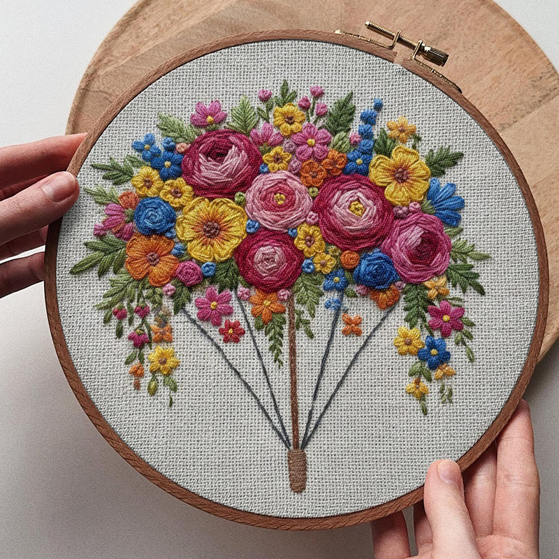 Rubbyoo Embroidery Kit - Blooming Bouquet | Diy Floral Collection | Nice Handmade Art - image 7
