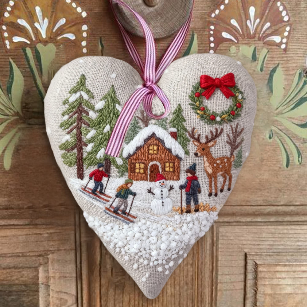 Rubbyoo Heart Embroidery Kit - Winter Skiing | Christmas Stitch Art | Diy Handmade Craft  - image 5