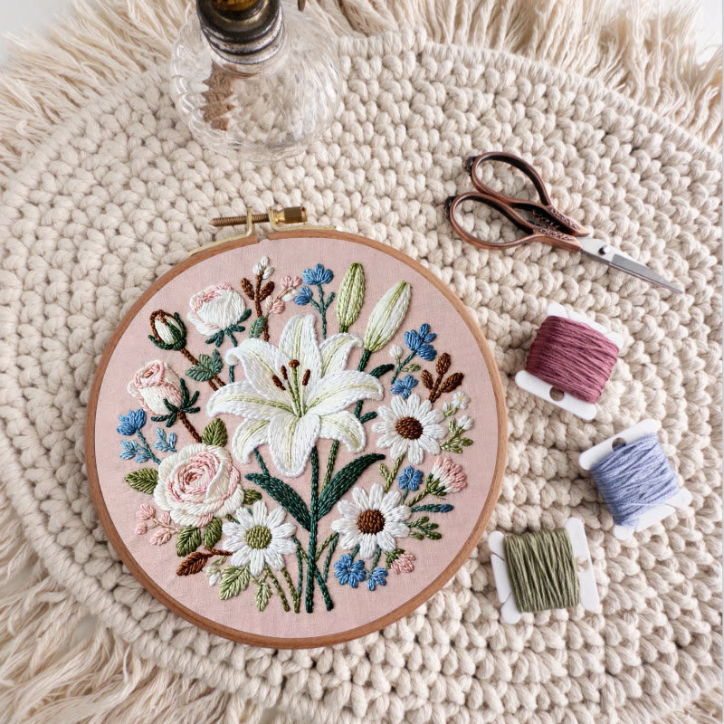 Rubbyoo Embroidery Kit - Lily Rose Floral Medley | Floral Embroidery | Giftworthy Elegant Wall Accent - image 7