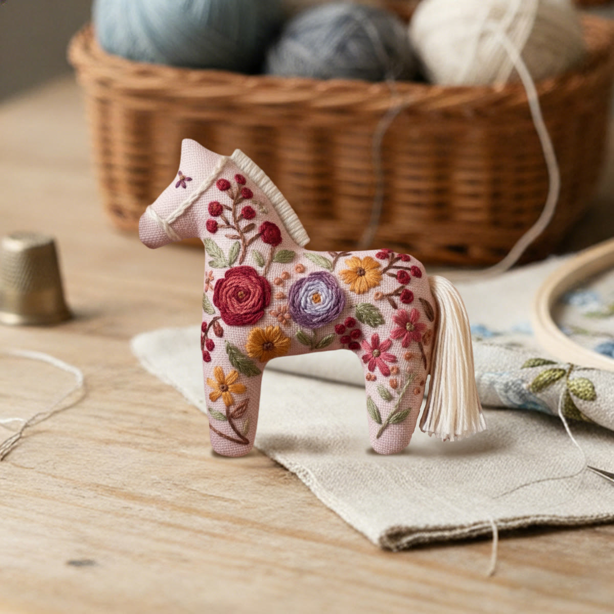 Rubbyoo Dala Horse Embroidery Kit - Rose | Sewing Handmade Gift | Pretty Pendant - image 4