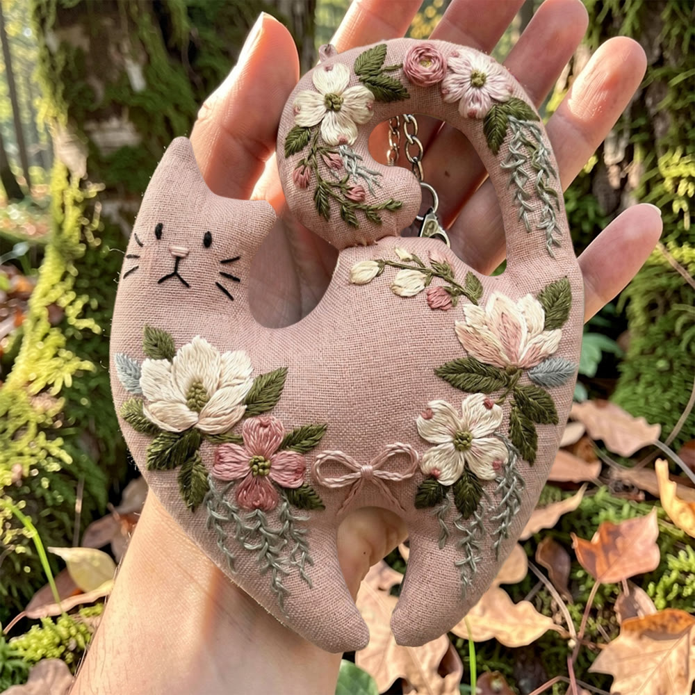 Rubbyoo Kitty Embroidery Kit - Blossom Romance  | Elegant Floral DIY Sewing Kit | Exquisite Pink Gift For Her - image 8