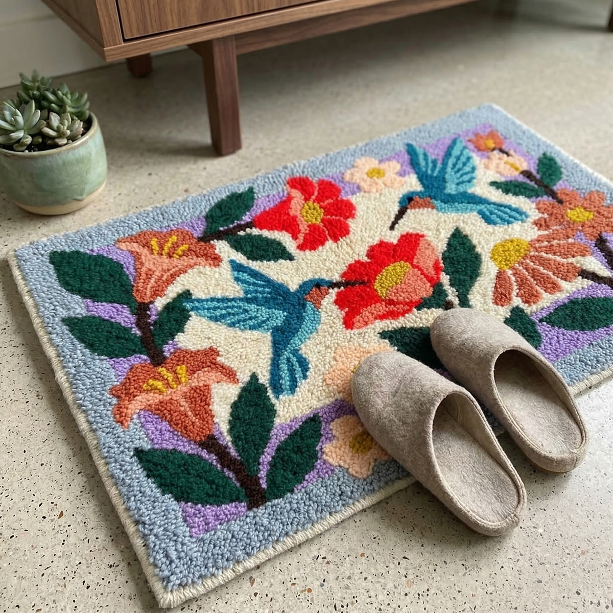 Rubbyoo Latch Hook Rug Kit - Floral Bird | Carpet For Living Room | Unique Handmade Art  - image 4