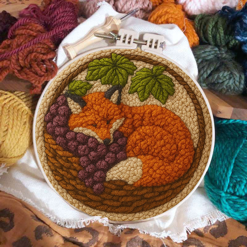 Sleeping Fox Punch Needle Kit - Diy Animal Coaster | Perfect For Home Decor - image 4