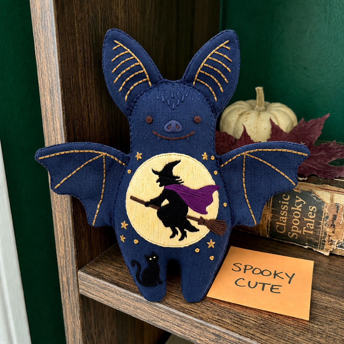 Rubbyoo Bat Embroidery Kit - Moonlit Flying Witch | Halloween Spooky Night Scene | Magical Starry Night - image 8