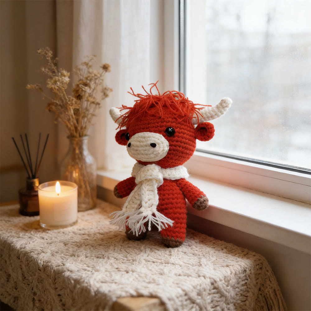 Diy Handmade Tangerine Highland Cow Crochet Kit - Adorable Plush Toy | Perfect Handmade Gift - image 4
