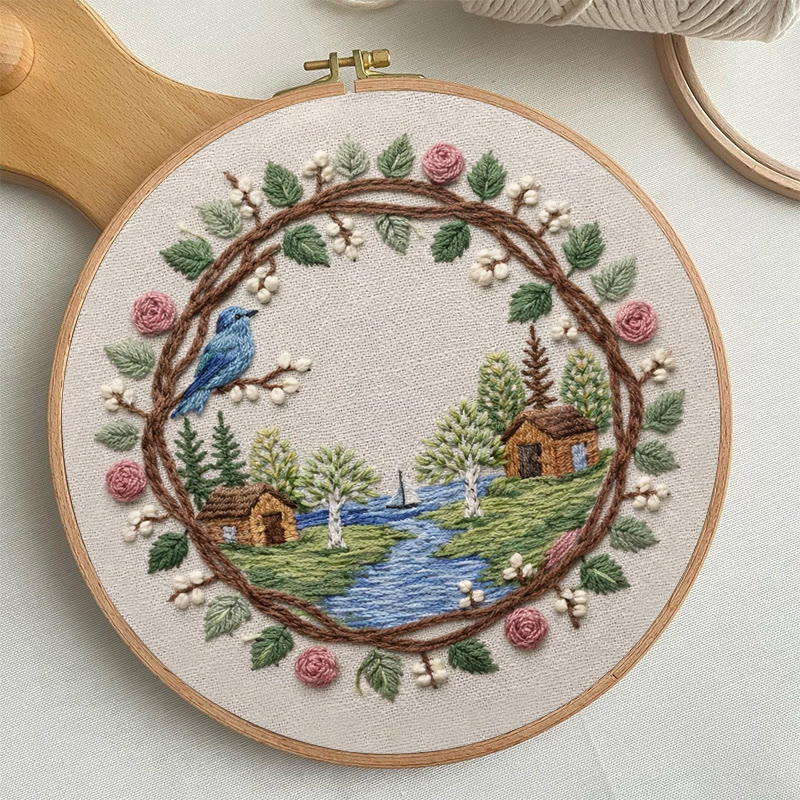 Rubbyoo Embroidery Kit - Cabin Lake |  Beginner Landscape Craft | Unique Handmade Gifts - image 7