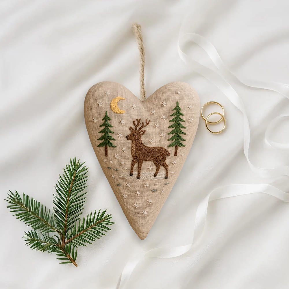 Rubbyoo Heart Embroidery Kit - Moonlit Deer | Winter Home Decor | Gift For Outdoor Enthusiasts - image 5