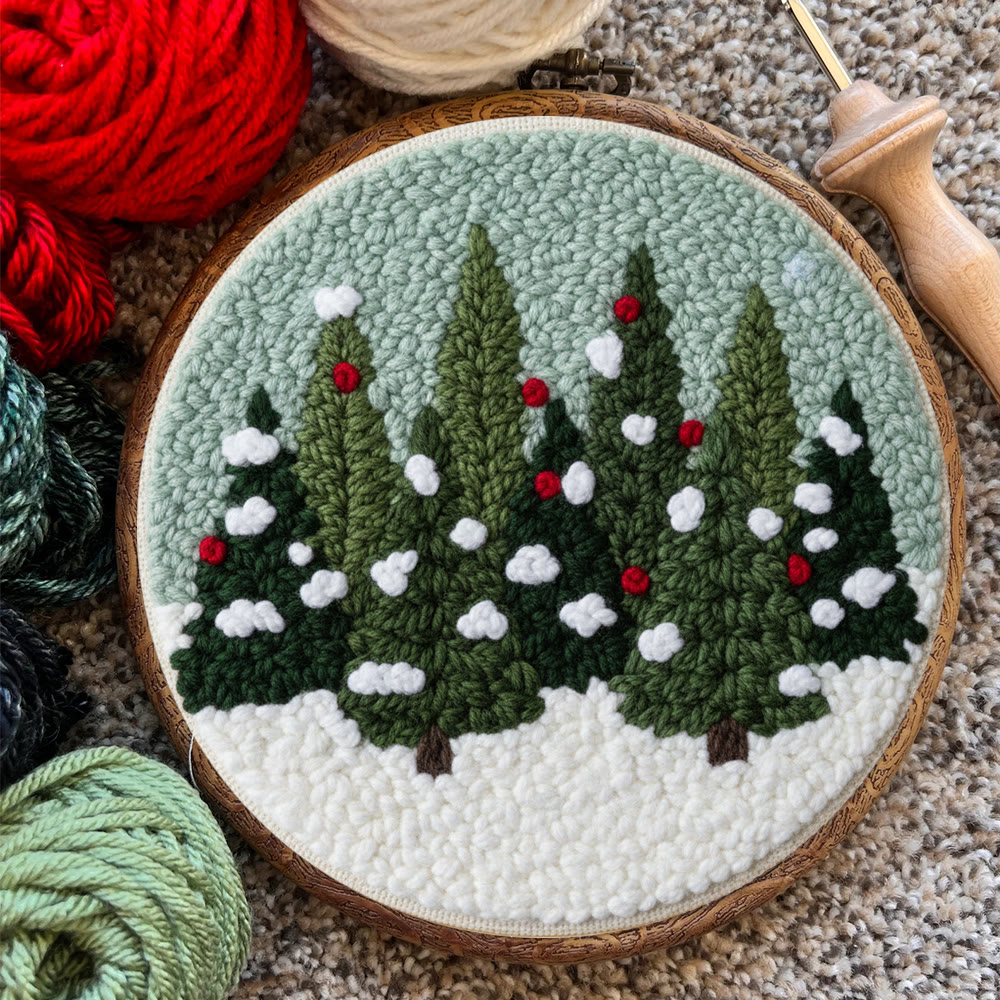 Snowy Pine Grove Punch Needle Kit – Gift for Her | Home Hanging Decor - image 8