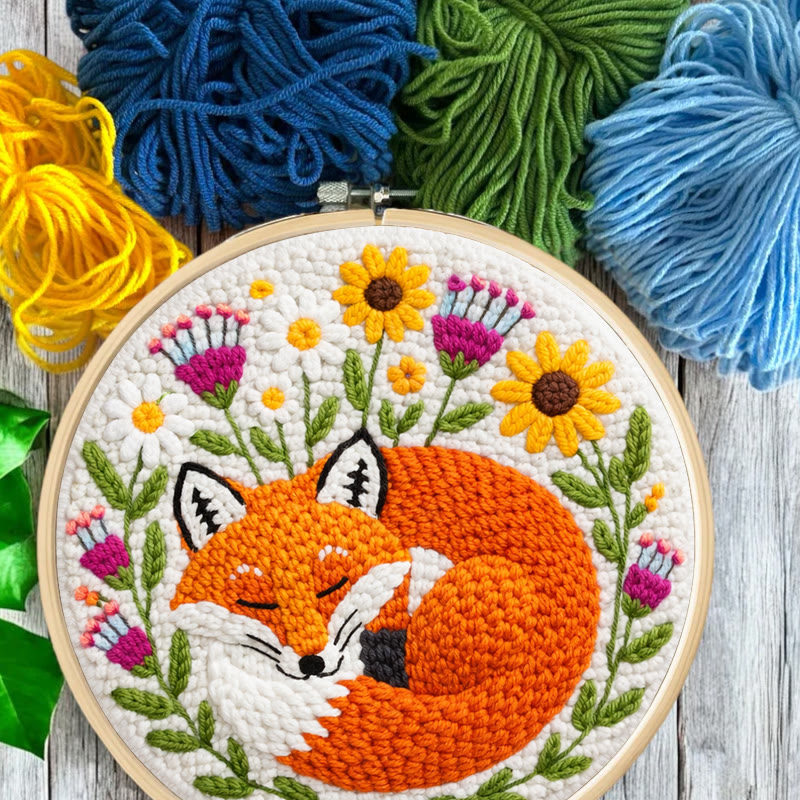 Snuggly Dozing Fox Floral Punch Needle Kit – Leading Gifting Option | Refined Artisanal Handcraft - image 9