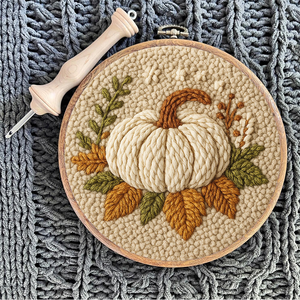 Halloween Pumpkin Punch Needle Kit - Diy Punch Needle Coaster | Art Craft For Home Decor | Handmade Needle Gift - image 9