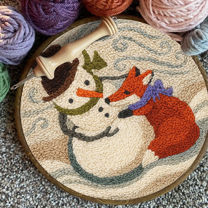 Fox And Snowman Punch Needle Kit - Winter Animal Artwork | Unique Christmas Collection  - image 6