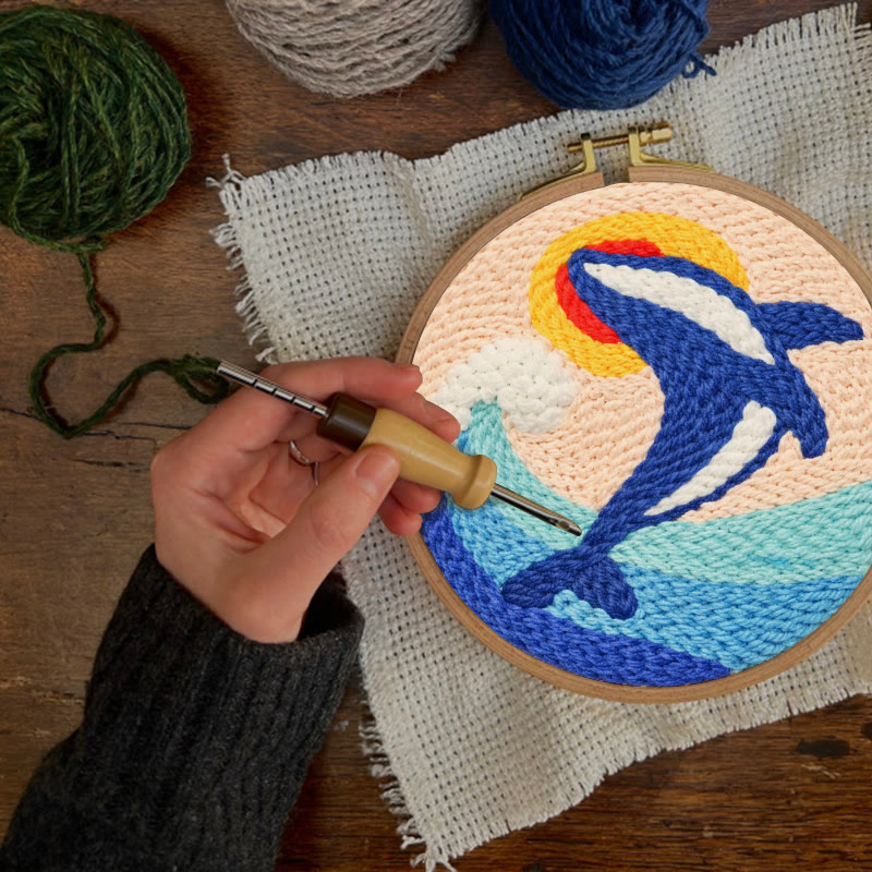 Leaping Orca Wave Punch Needle Kit - Easy Diy Project | Vibrant Home Statement - image 6