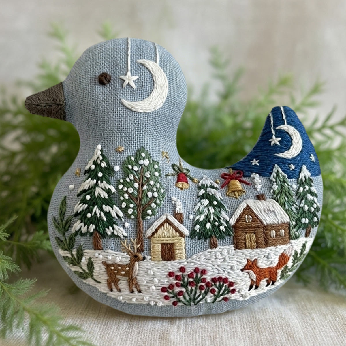 Rubbyoo Duck Embroidery Kit - Reindeer And Fox | Gift For Embroidery Enthusiasts | Nursery Wall Hanging - image 3