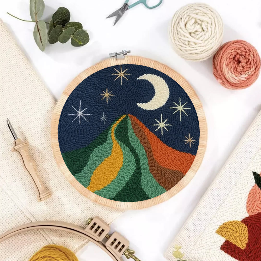 Starry Moonlit Mountainscape Punch Needle Kit – Newbie-friendly Diy Handcraft | Scenic Decorative Hanger - image 7