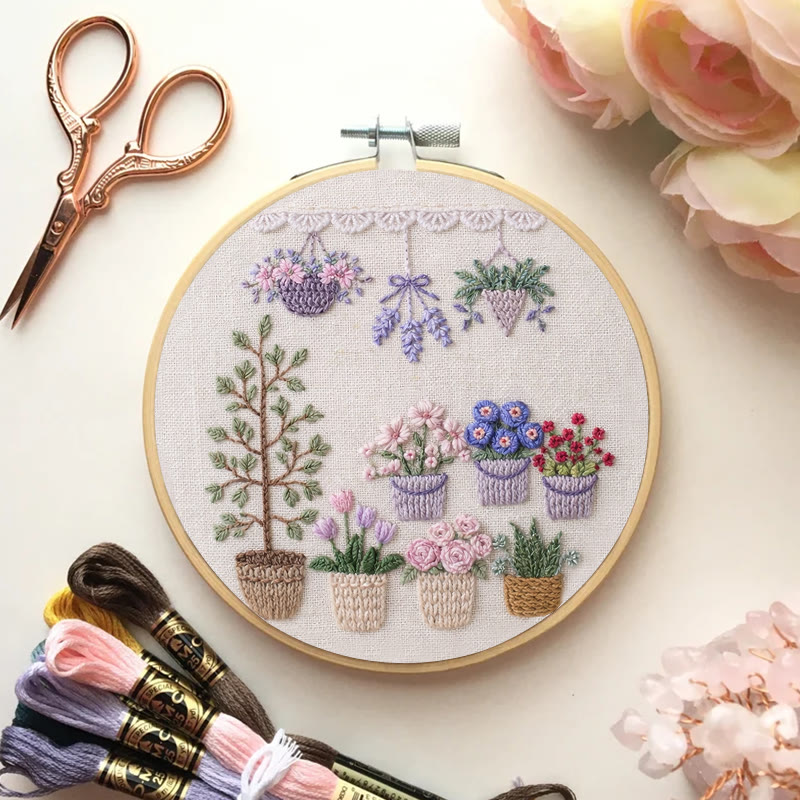 Rubbyoo Embroidery Kit - Tabletop Potted Garden | Relaxing Handwork | Fresh Home Accent - image 5