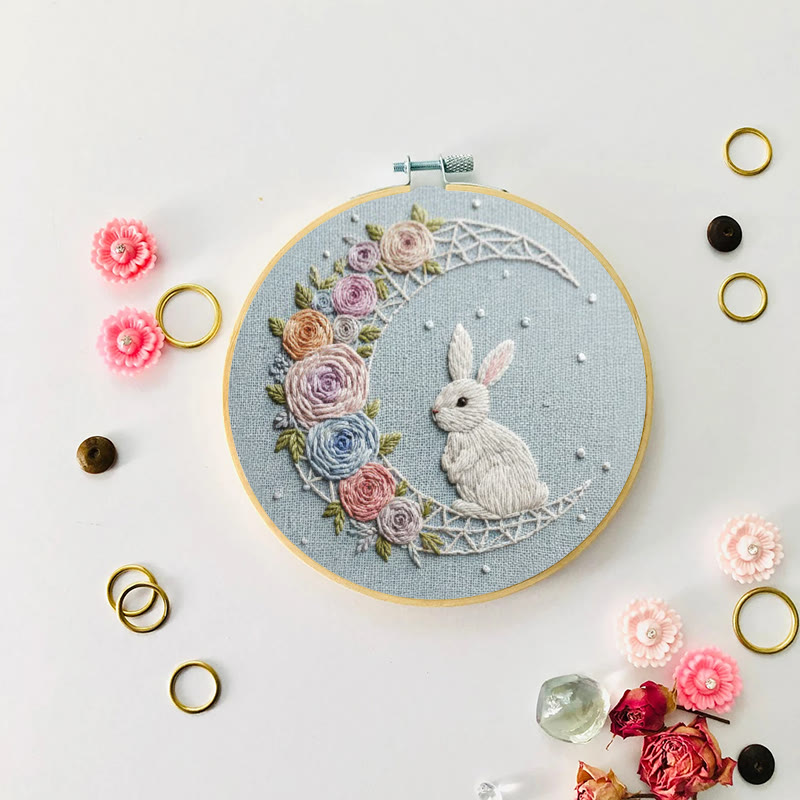 Rubbyoo Embroidery Kit - Floral Moon Bunny | Enchanting Diy | Dreamy Gift Idea - image 8