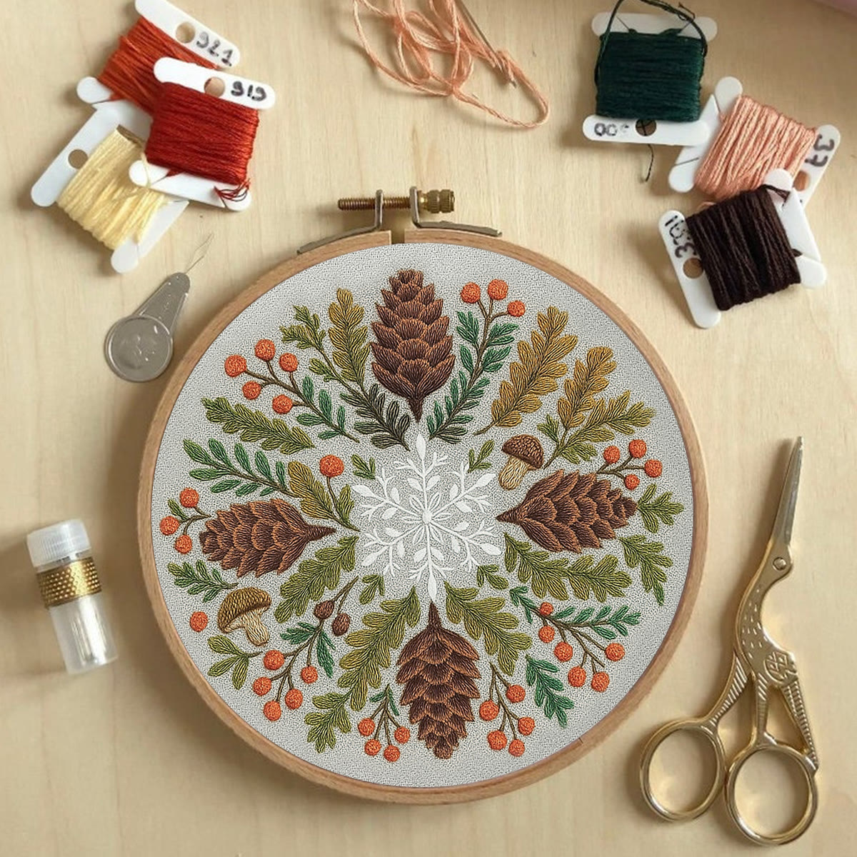 Rubbyoo Embroidery Kit - Winter Wreath | Diy Christmas Decoration | Perfect Craft For Beginners - image 9