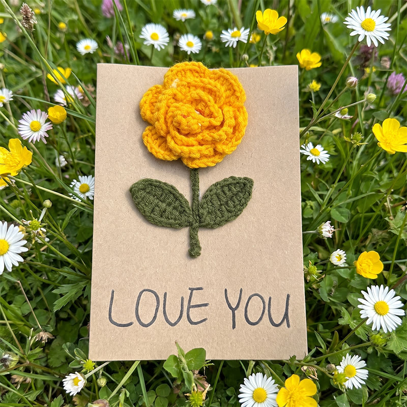 Rubbyoo 3d Greeting Cards - Creative Crochet Holiday Card | Knitted Card For Mother's Day And Birthdays - Yellow flower - LOVE YOU  - image 8