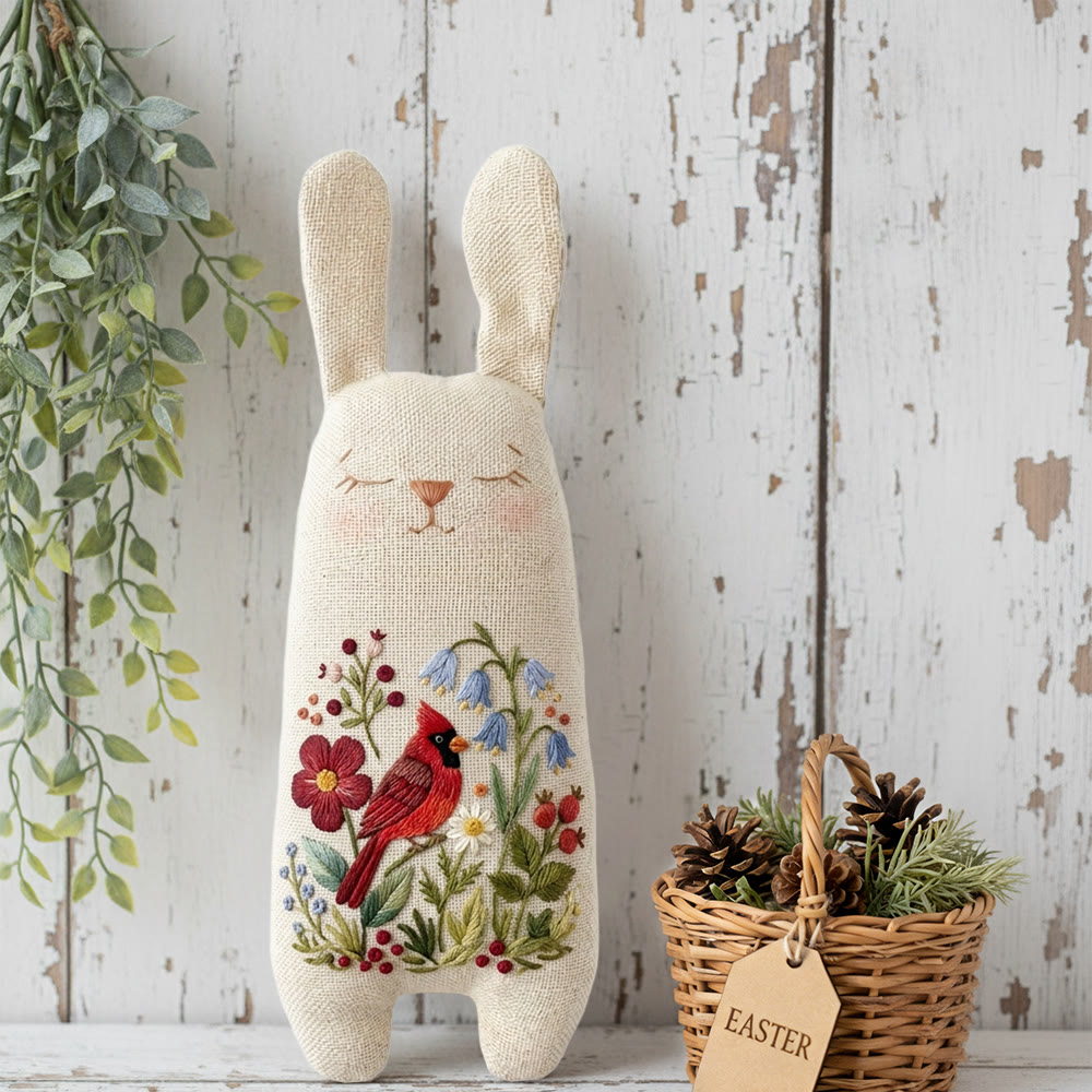 Rubbyoo Bunny Toy Embroidery Kit - Floral Cardinal Bird | Spring Handmade Craft | Sewing Animal Toy - image 2