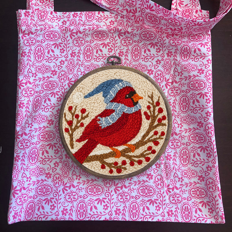 Winter Cardinal Bird Punch Needle Kit - Christmas Gift For Craft Lover | Holiday Home Decor  - image 13