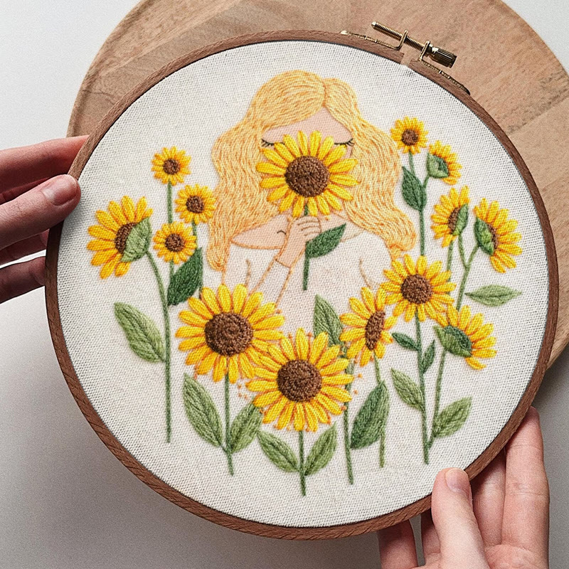 Rubbyoo Embroidery Kit - Sunflower Girl | Positive Handmade Craft | Unique Desk Decor - image 9