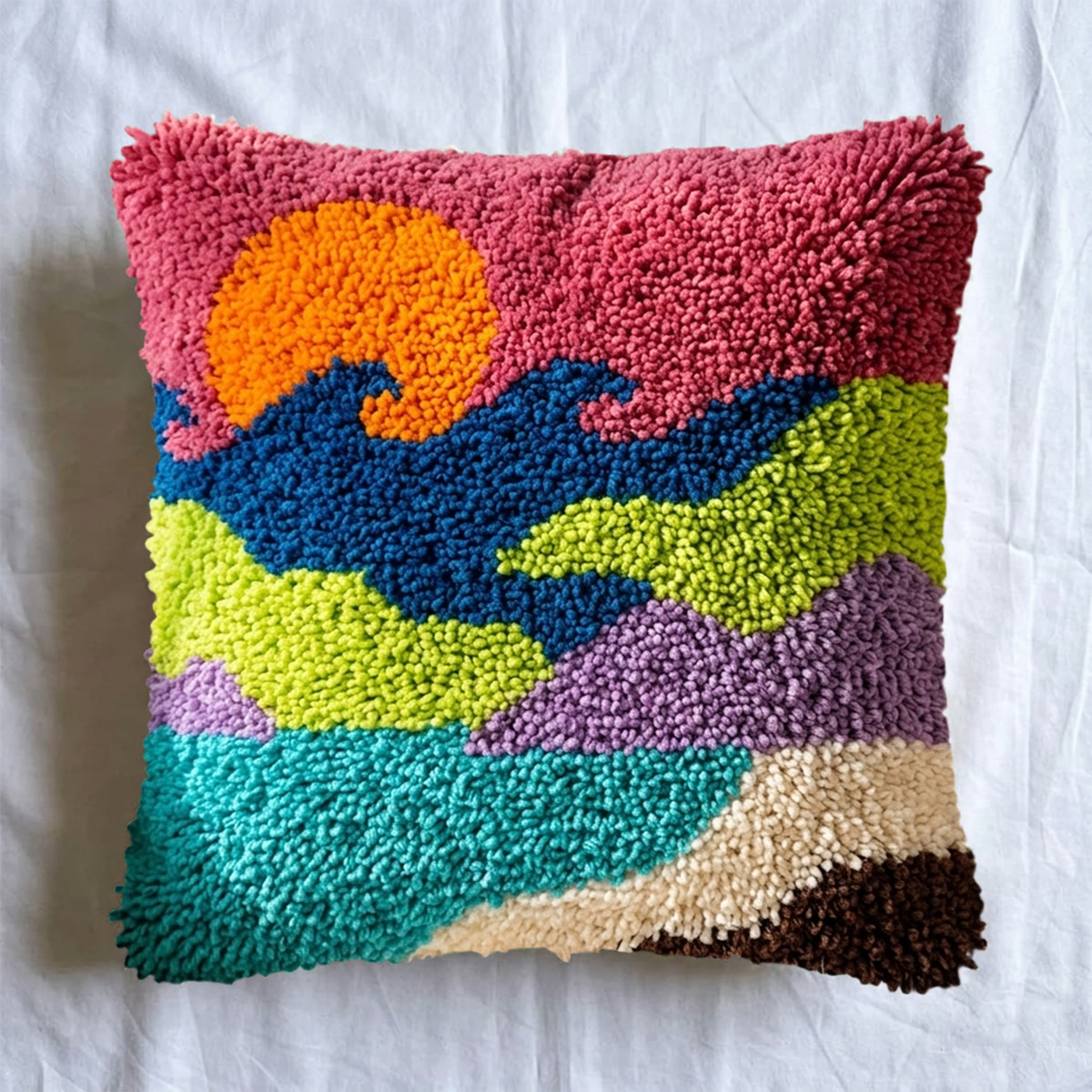 Rubbyoo Latch Hook Pillow Kit - Colourful Waves | Easy Handmade Craft | Nice For Housewarming Gift - image 7