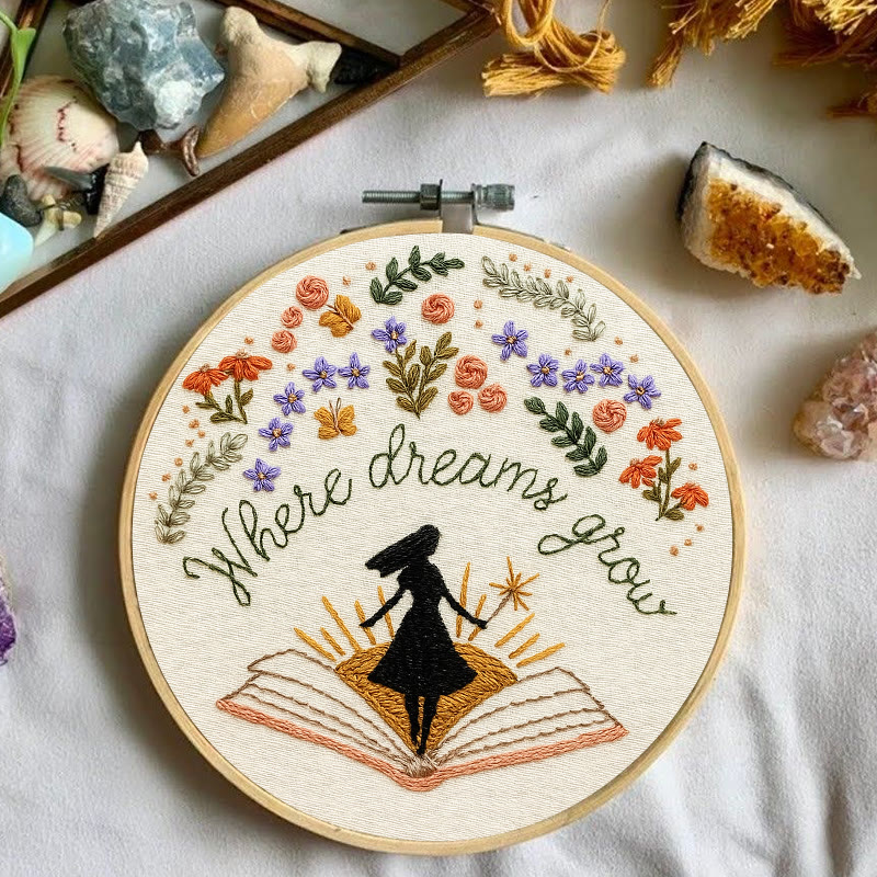 Rubbyoo Embroidery Kit - Charming Flowers With Book | Diy Desk Ornament  | Gift For Book Lovers - image 10