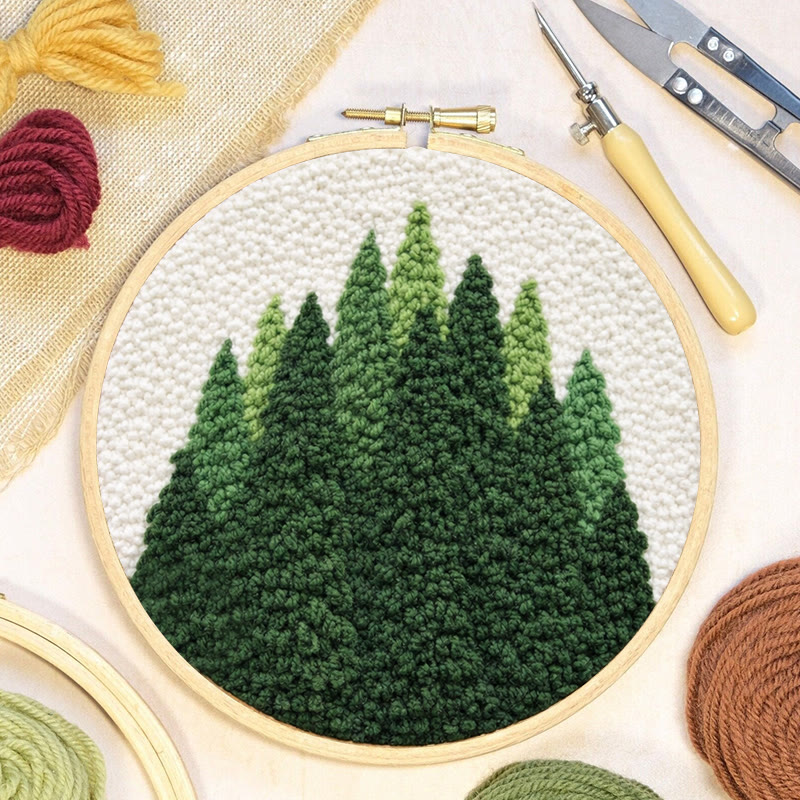 Evergreen Pine Forest Punch Needle Kit - Easy Craft Activity | Natural Home Accent - image 6