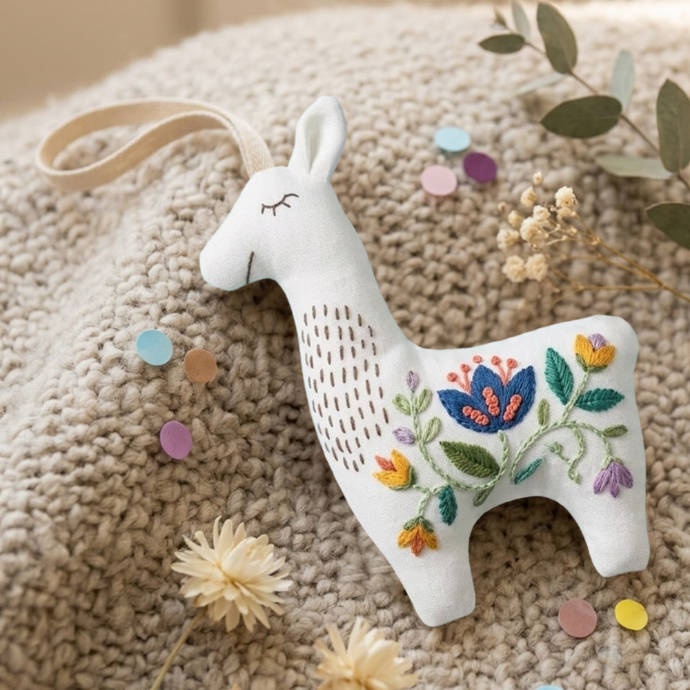 Rubbyoo Llama Embroidery Kit - Little Blooms | Handmade Adorable Gift | Diy Hanging Ornament - image 4
