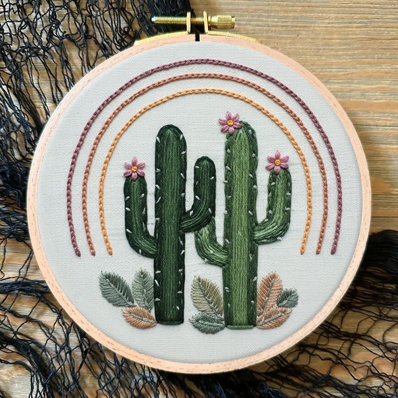 Rubbyoo Embroidery Kit - Green Cactus  | Easy Needle Artwork | Unique Hoop Craft - image 6