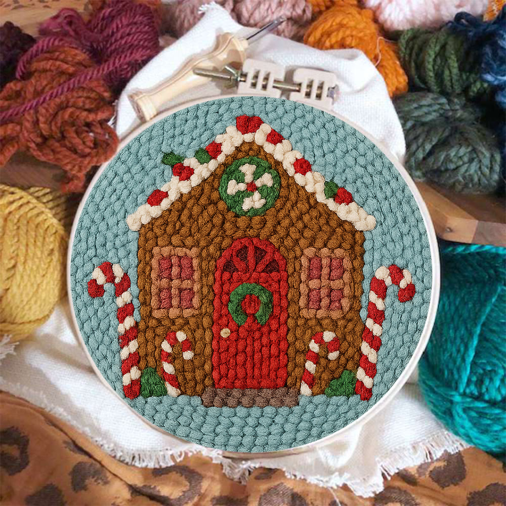 Gingerbread Cottage Punch Needle Kit – Easy-to-make Craft | Festive Table Accent - image 7