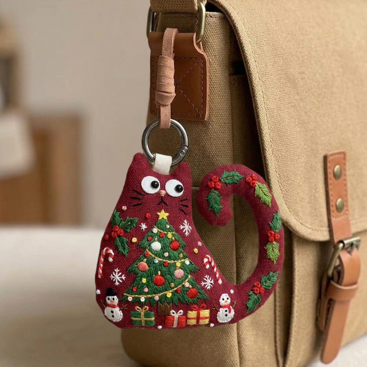 Rubbyoo Cat Embroidery Kit - Christmas Tree With Ornaments | Folk Art Needlepoint Keepsake | Whimsical Holiday Charm - image 5