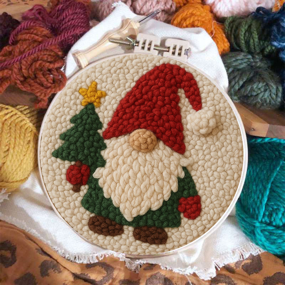 Christmas Gnome Punch Needle Kit - Diy Christmas Decoration | Cozy Handmade Wall | Art For Holiday - image 4