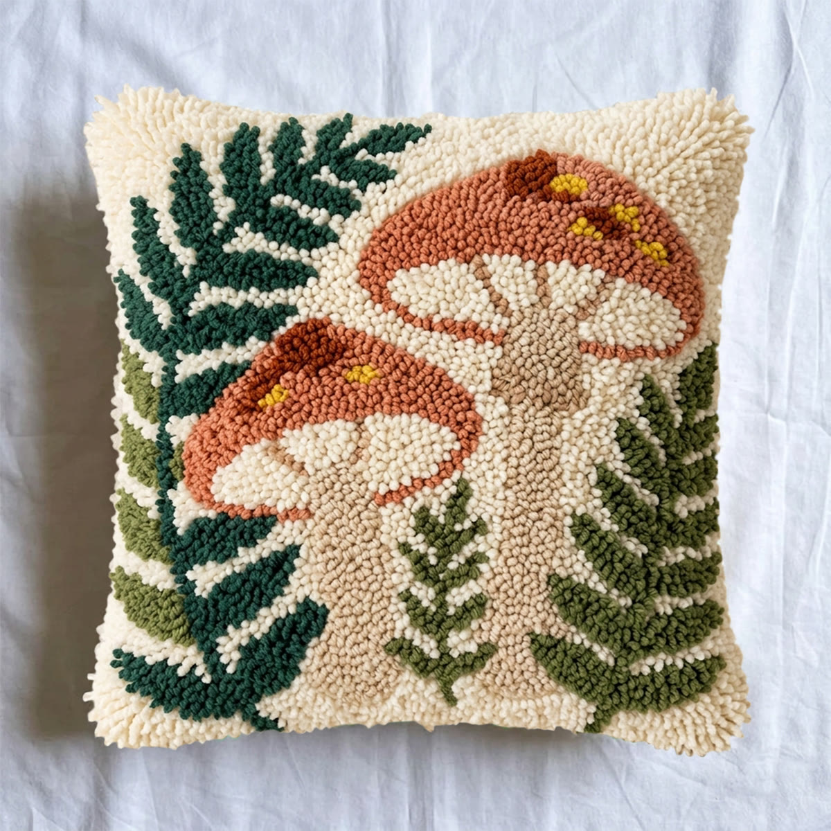 Rubbyoo Latch Hook Pillow Kit - Fern And Mushroom | Vibrant Pillow Case | Living Room Ornament - image 4