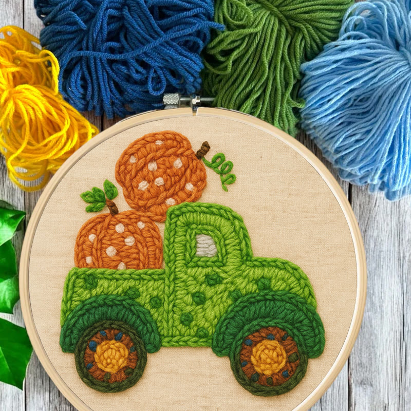 Pumpkins Truck Punch Needle Kit - Thanksgiving Handmade Craft | Diy Halloween Decor - image 10