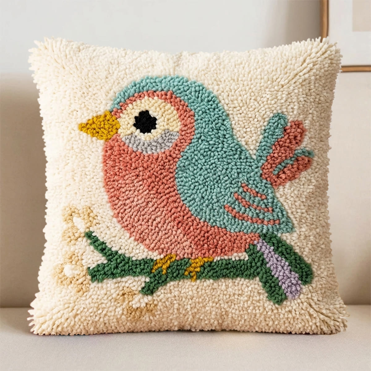 Rubbyoo Latch Hook Pillow Kit - Spring Bird | Versatile Home Decor | Perfect Gift For Bird Lovers - image 3