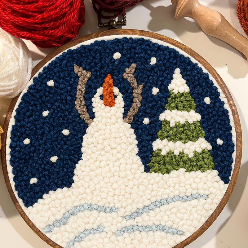 Christmas Snowman And Tree Punch Needle Kit - Handmade Needle Craft | Festival Decoration Gift  - image 5