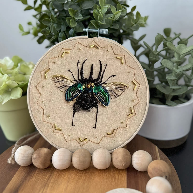 Rubbyoo Bead Embroidery Kit - Black Scarab | Handmade Craft For Adults | Easy Insect Needlepoint - image 4