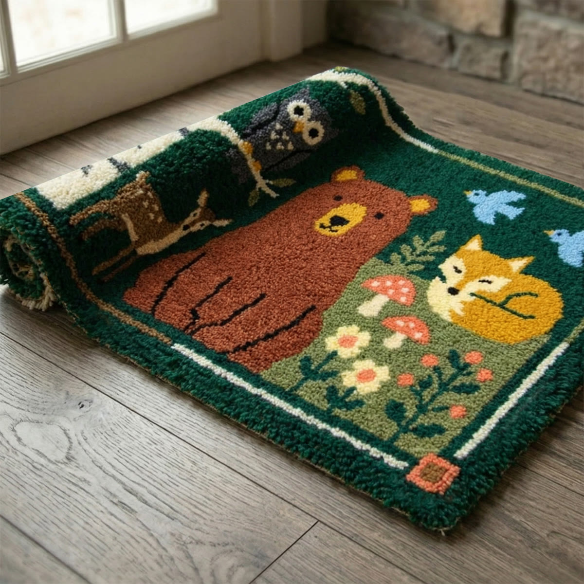 Rubbyoo Latch Hook Rug Kit - Woodland Animals | Nursery Room Carpet | Handmade Nature Doormat  - image 8