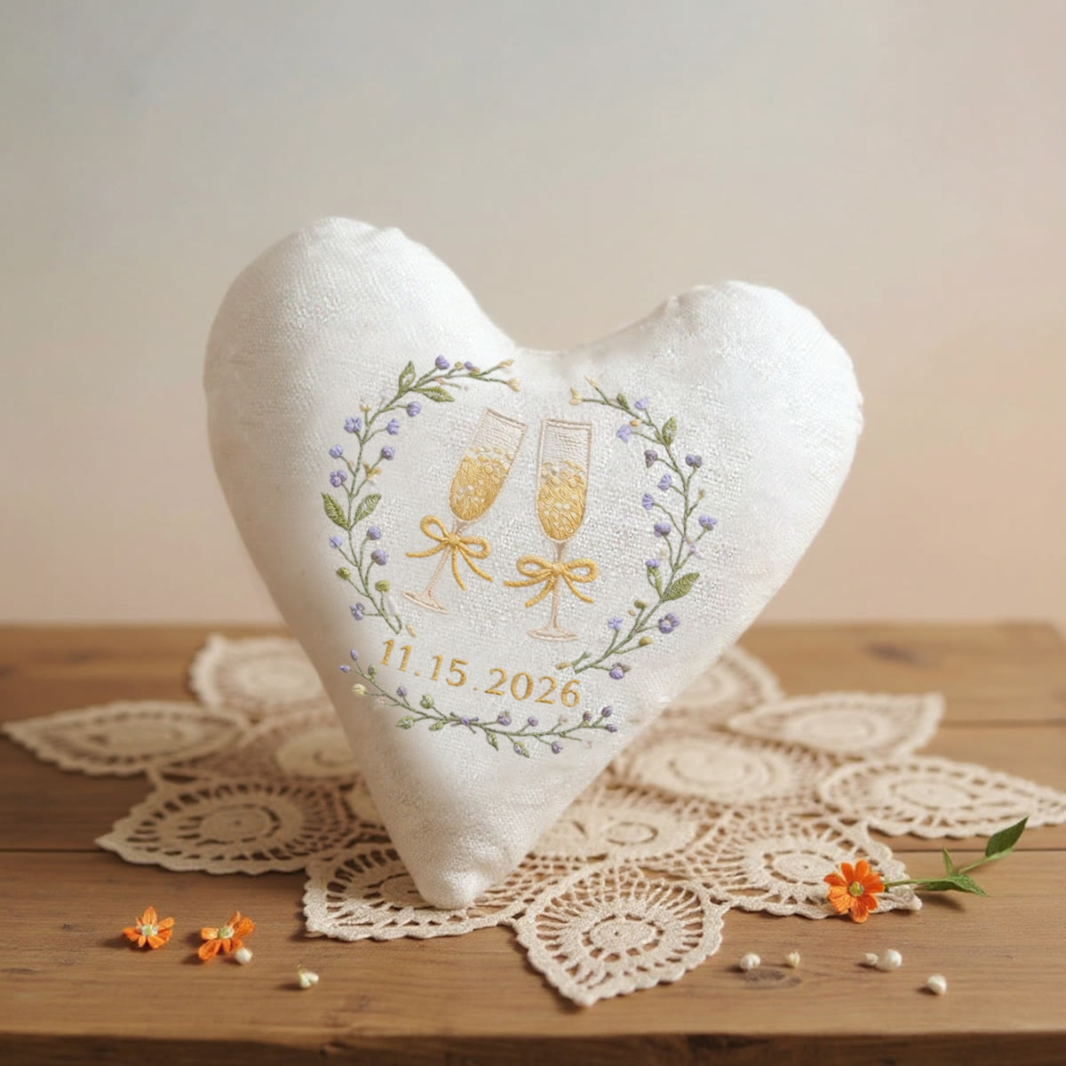 Rubbyoo Heart Embroidery Kit - Champagne Flute Purple Wreath | Anniversary Gifting | Diy Hand Embroidery Craft - image 3