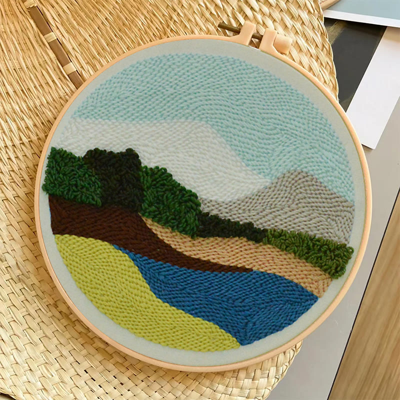 Serene Landscape Punch Needle Kit – Peaceful DIY Project | Relaxing Nature-Inspired Wall Art - image 12
