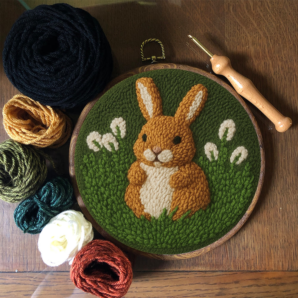 Bunny In Meadow Punch Needle Kit - Handcrafted Art | Charming Diy - image 10