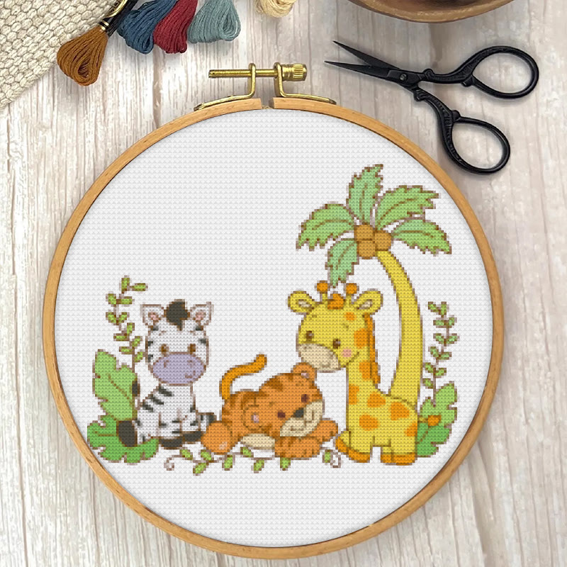 Cross Stitch Kit - Adorable Animal Party | Handicraft For Animal Lovers | Wall Hanging Needlework  - image 5