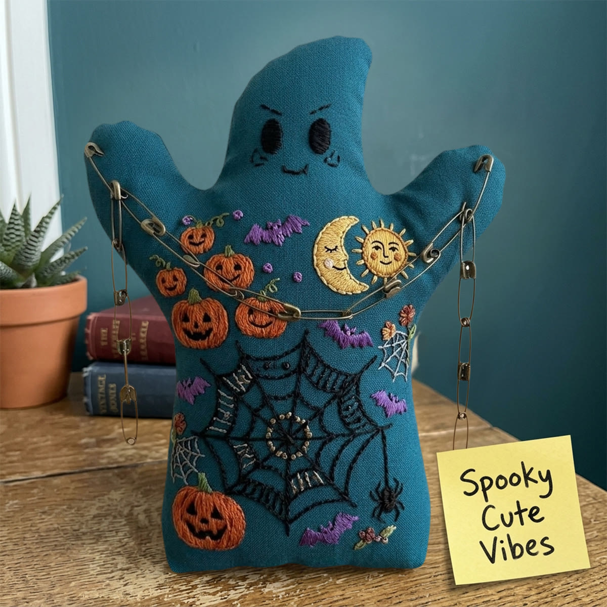 Rubbyoo Ghost Embroidery Kit - Jack-o'-lantern Dreamscape | Handmade Spooky Halloween Craft | Dark Academia Design For Gothic Lovers - image 7