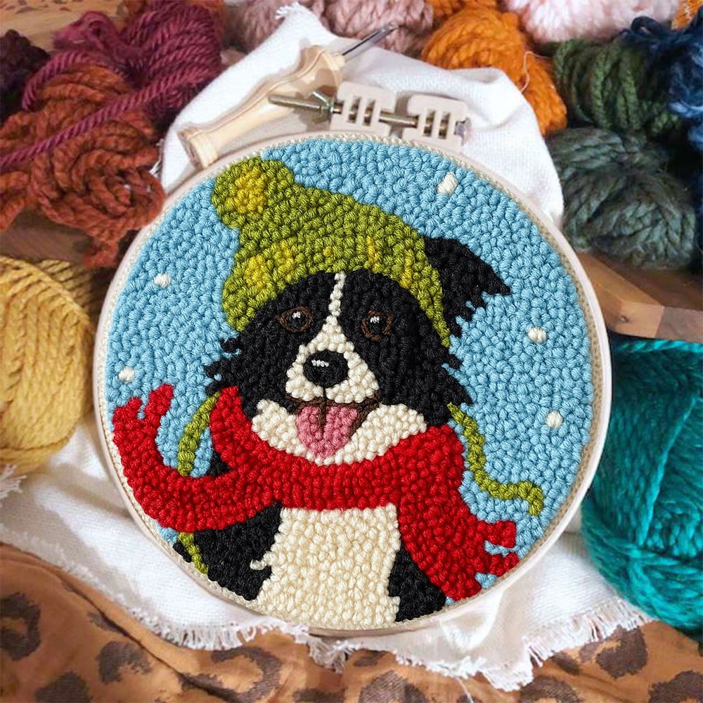 Winter Adorned Puppy Punch Needle Kit – Easy Beginner Handcraft | Cute Decor Hanging - image 7