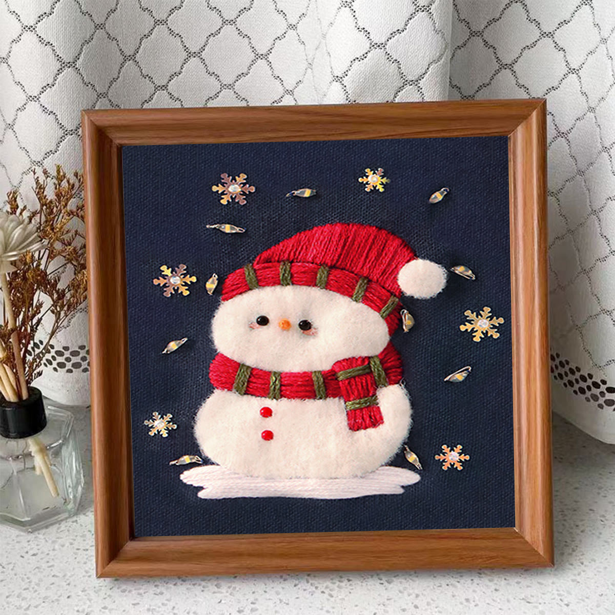 Rubbyoo Embroidery Kit - Cute Snowman | Diy Stitch Decorative Craft | Perfect Christmas Ornament - image 10