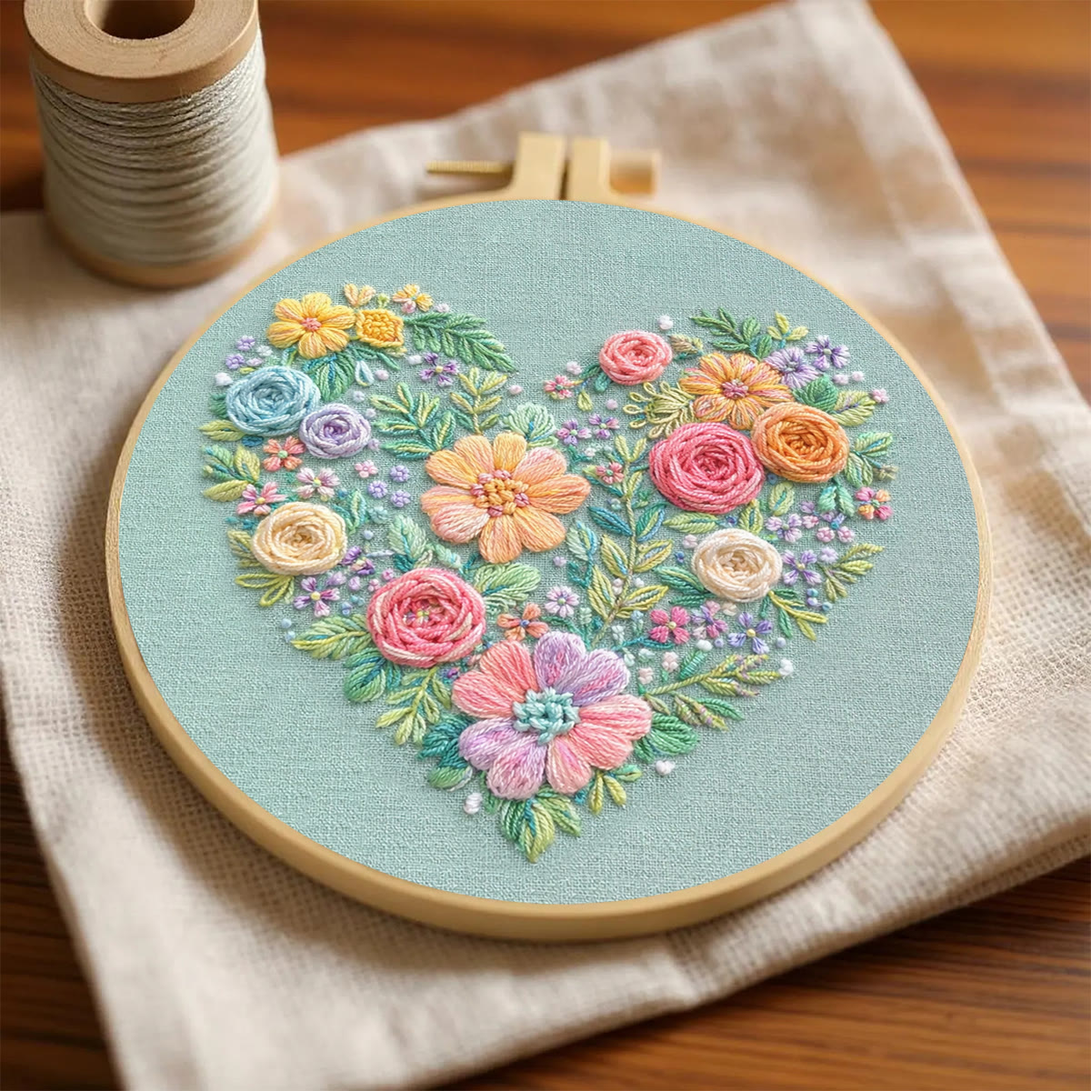 Rubbyoo Embroidery Kit - Blooming Love | Unique Floral Heart | Handmade Gifts For Mother - image 3