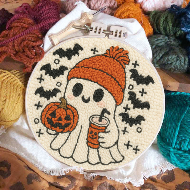 Drinking Ghost Punch Needle Kit - Adorable Halloween Needlework | Handmade Coaster Craft  - image 6