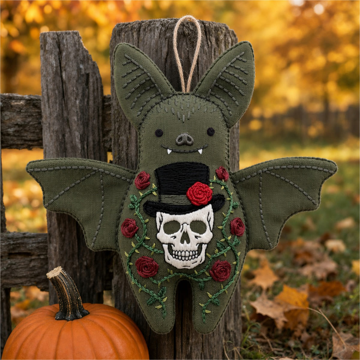 Rubbyoo Bat Embroidery Kit - Skull In Top Hat | Romantic Dark Aesthetic Craft | Victorian Gothic Halloween Decor - image 6