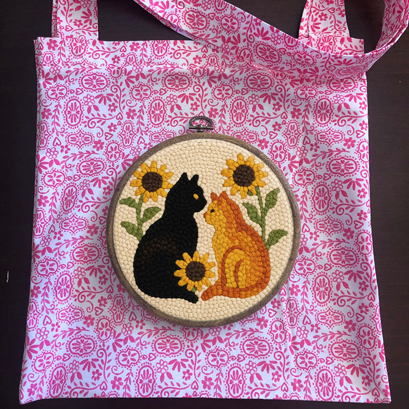 Sunflower Cats Punch Needle Kit - Lovely Animal Yarn Craft  | Diy Room Decor  - image 13